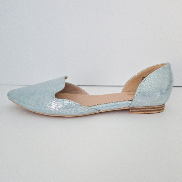 Isaac Mizrahi Metallic Pastel Blue Snakeskin D'Orsay Flats - Picture 4 of 7
